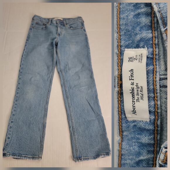 Abercrombie & Fitch Jeans Sz 26 The Straight Mid Rise Stretch 26/2XS - Picture 1 of 8